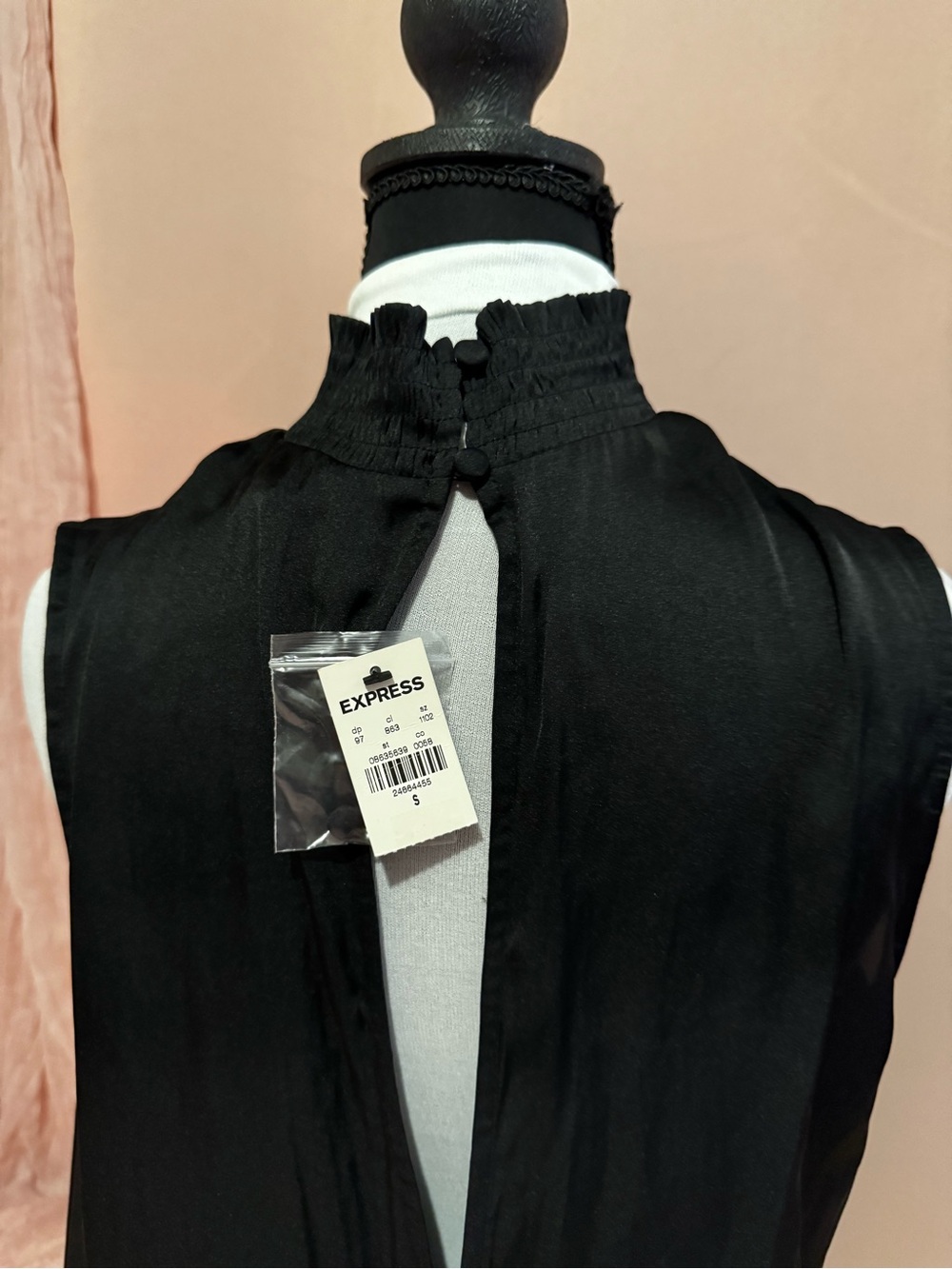 Express Black Ruffled Mock Neck Sleeveless Top